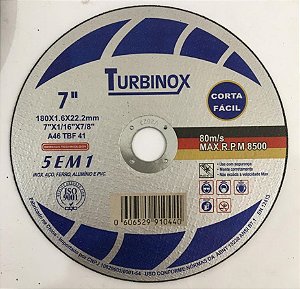 Disco de Corte Ferro / Inox 7”x1,6mmx7/8” - Turbinox (10 pcs)