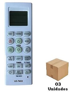 Controle Remoto compatível com Ar Condicionado LG quente e frio, inverter - 03 Unidades