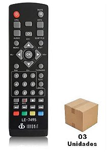 Controle Remoto para Conversor Digital ISDB-T Inforkit LE-7495 - 03 unidades