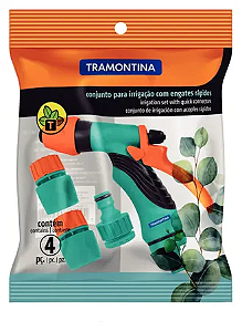 Conjunto para Irrigação Tramontina com Engates Rápidos e Hidropistola - 4 Peças