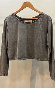 Cropped Capri Manga Longa Marmo