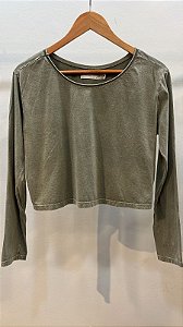 Cropped Capri Manga Longa Oliva