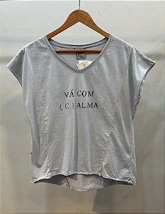 Blusa Feminina Silk Vá com (c) Alma Azul Gelo