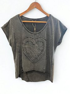 Blusa Recorte Coração Preto Marmo