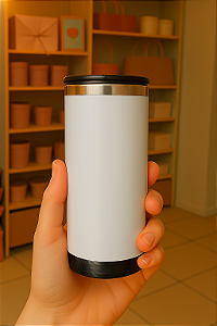 Copo Térmico de Inox 350ml Branco e Prata