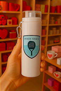 Squeeze Garrafa Alumínio Tampa Azul , Vermelha ou Branca Mosquetão 600ml Personalizada