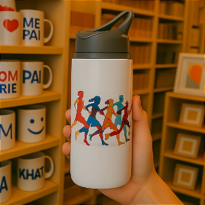 Squeeze Garrafa Personalizada Sporte Bico Retratil Branca ou Prata 600ml