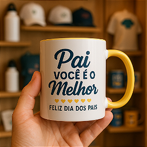 Caneca Personalizada com Alça e Interior Amarelo – 325 ml