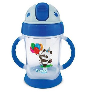 Copo de Treinamento Happy Panda 250ml (+9M) - Azul - Comtac Kids