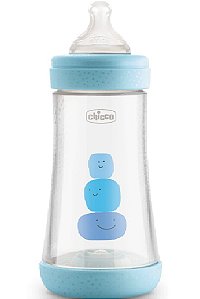 Mamadeira Perfect 5 Azul 300ml Fluxo Rápido (+4m) - Chicco