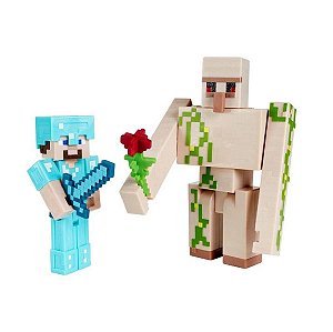 Boneco Minecraft Steve E Iron Golem (6+anos)  Mattel