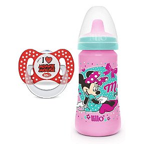 Kit Copo Colors Minnie 300 ml (6+meses) Com Chupeta Lillo