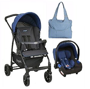 Kit Carrinho De Bebê Ecco Com Bebê Conforto E Bolsa Classica