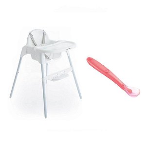 Cadeira de Refeição Macaron E Colher de Silicone Rosa
