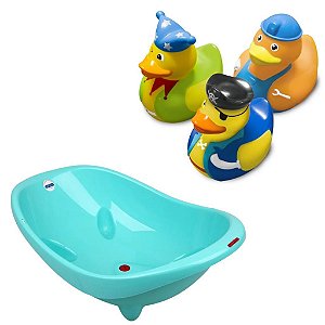 Kit Banheira Laguna Azul e Brinquedos para Banho