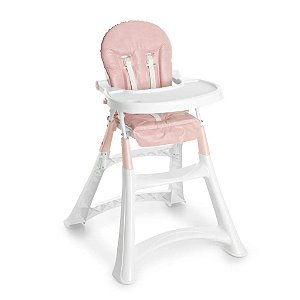 Cadeira De Alimentação Alta Premium Branca Rosa - Galzerano