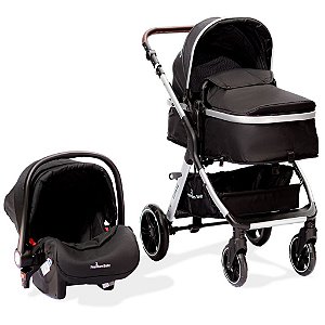 Carrinho e Bebê Conforto Kansas Prata/Preto - Premium Baby