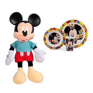 Boneco Mickey Baby Fofinho Com Pratos E Copo