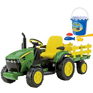 Trator Elétrico John Deere Ground Force e Baldão Azul