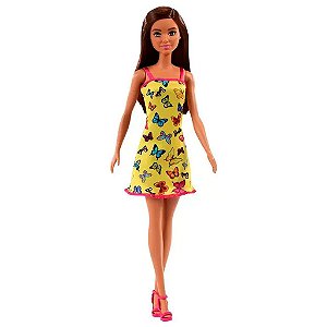 Boneca Barbie Fashion Vestido Borboleta Amarelo - Mattel