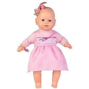 Boneca Bebezinho com Vestido Estampa Rosa - Estrela