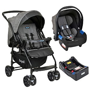 Travel System Rio K Mesclado Preto Com Base - Burigotto