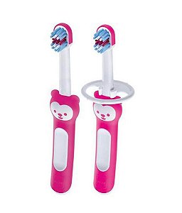 Kit 2uni. Escova Dental Baby's Brush (6+m) - Rosa - MAM