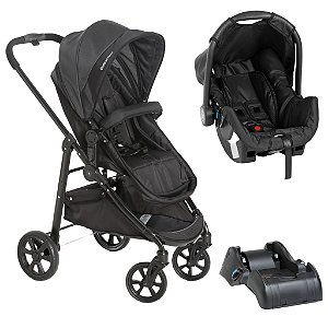 Carrinho Olympus Black Com Bebê Conforto e Base - Galzerano