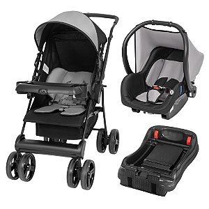 Travel System Solare Preto e Cinza com Base - Tutti Baby