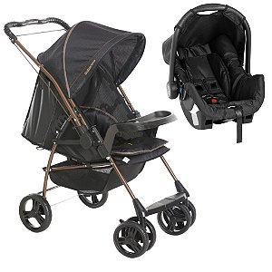 Carrinho Milano Preto Cobre com Bebê Conforto - Galzerano
