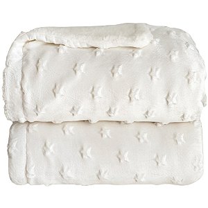 Cobertor Laço Bebê Plush com Sherpam Stars Branco
