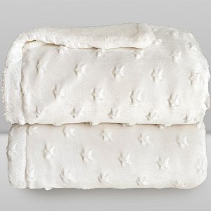 Cobertor Plush com Sherpa Stars Branco - Laço Bebê