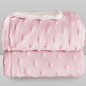 Cobertor Plush com Sherpa Stars Rosa - Laço Bebê