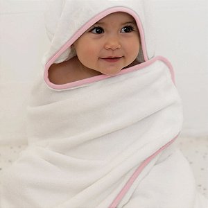 Toalha de Banho com Capuz Comfort Rosa - Laço Bebê