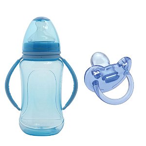 Mamadeira 330 ml e Chupeta Soft Azul (6+m) Tam 2 - Kuka