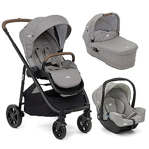 Carrinho Versatrax Cinza C/ Bebê Conforto e Moisés -Joie