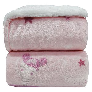 Cobertor Plush Print com Sherpa Bailarina - Laço Bebê