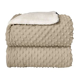 Cobertor Plush com Sherpa Dots Bege - Laço Bebê