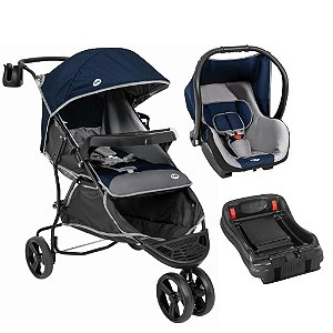 Carrinho Evo com Bebê Conforto Azul e Base - Tutti Baby