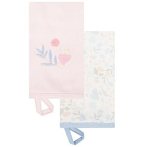 Kit com 2 Babinhas Florescer Rosa e Branco com Azul - Hug