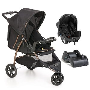 Carrinho Cross Trail com Bebê Conforto Grid Preto e Base