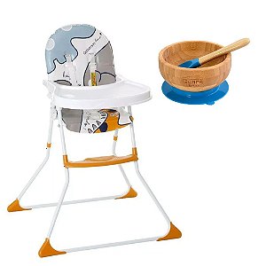 Cadeira de Alimentação Nick Com Tigela de Bambu Ventosa Azul