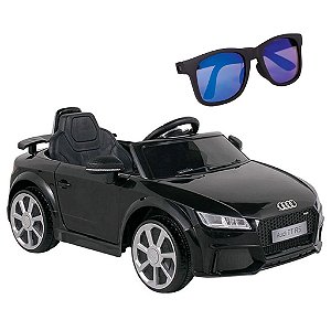 Carro Elétrico Audi Preto com Óculos De Sol Baby
