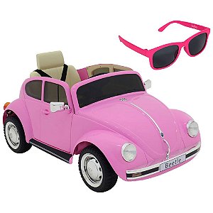 Carro Elétrico Beetle Rosa e Óculos De Sol Armação Flexível