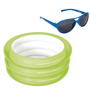 Banheira Piscina Inflável Verde 80L Com Óculos Azul