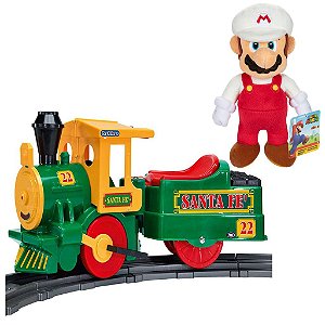 Trem Elétrico Infantil Santa Fé 6V e Pelúcia Super Mario