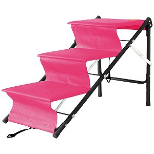 Escada Rampa One para Cães e Gatos Rosa (Até 15kg) - Tubline