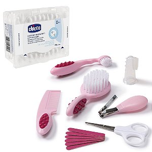 Kit Higiene Cuidados do Bebê Rosa e Hastes Flexíveis 60 Unid
