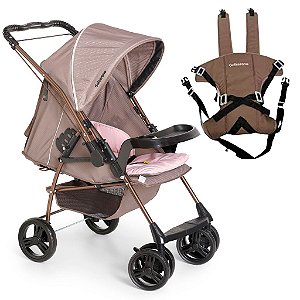 Carrinho Milano Rev II Cappuccino Rosa e Canguru Balbi II