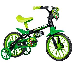 Bicicleta Infantil Aro 12 com Rodinhas Black 12 - Nathor